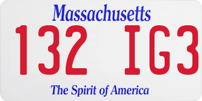 MA license plate 132IG3