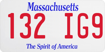 MA license plate 132IG9