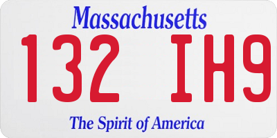 MA license plate 132IH9