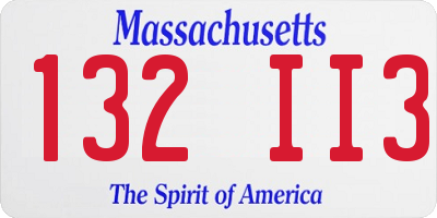 MA license plate 132II3