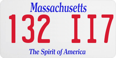 MA license plate 132II7