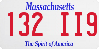MA license plate 132II9