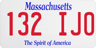 MA license plate 132IJ0