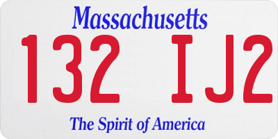 MA license plate 132IJ2