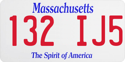 MA license plate 132IJ5