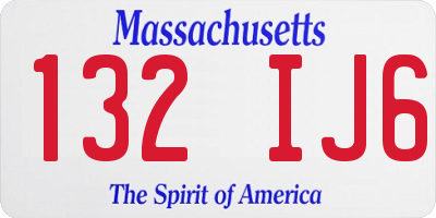 MA license plate 132IJ6