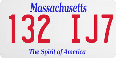 MA license plate 132IJ7