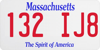MA license plate 132IJ8