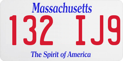 MA license plate 132IJ9