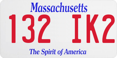 MA license plate 132IK2