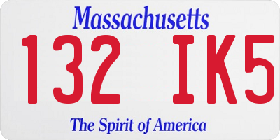 MA license plate 132IK5