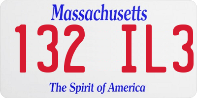MA license plate 132IL3