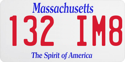 MA license plate 132IM8