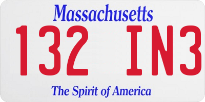MA license plate 132IN3