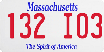 MA license plate 132IO3