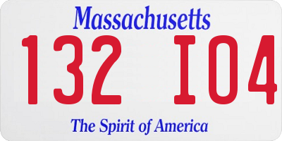 MA license plate 132IO4