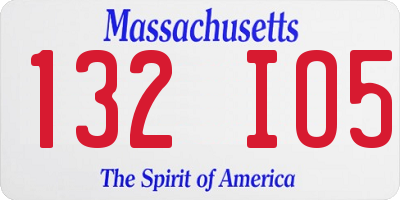 MA license plate 132IO5