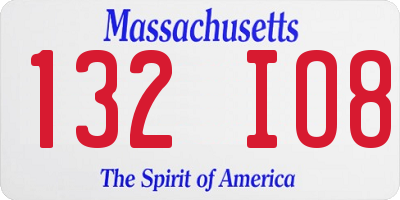 MA license plate 132IO8