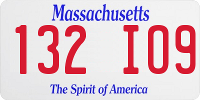 MA license plate 132IO9