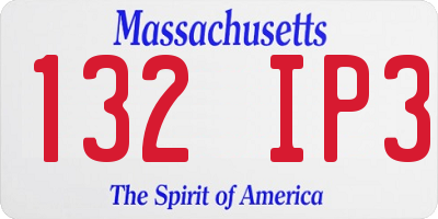 MA license plate 132IP3