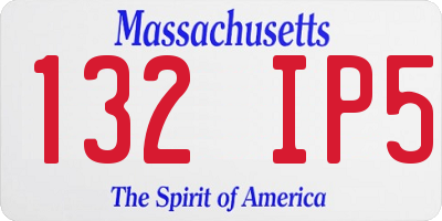 MA license plate 132IP5