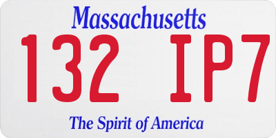 MA license plate 132IP7