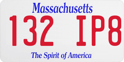 MA license plate 132IP8