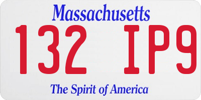 MA license plate 132IP9