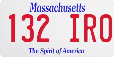 MA license plate 132IR0