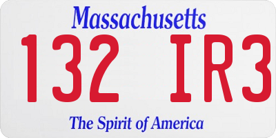 MA license plate 132IR3