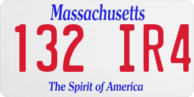MA license plate 132IR4