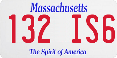 MA license plate 132IS6