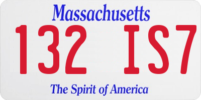 MA license plate 132IS7