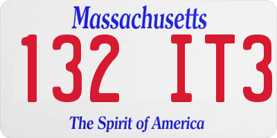 MA license plate 132IT3