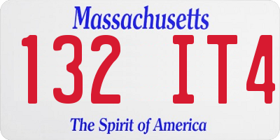 MA license plate 132IT4