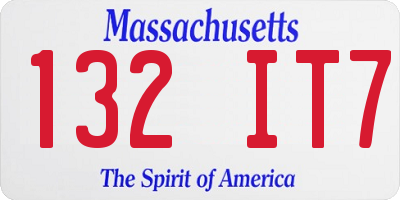 MA license plate 132IT7