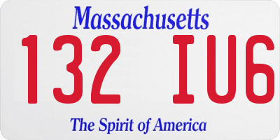 MA license plate 132IU6