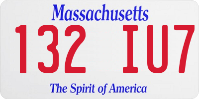 MA license plate 132IU7