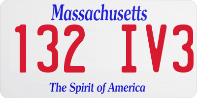 MA license plate 132IV3