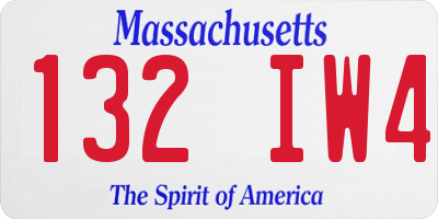 MA license plate 132IW4