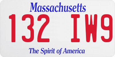 MA license plate 132IW9