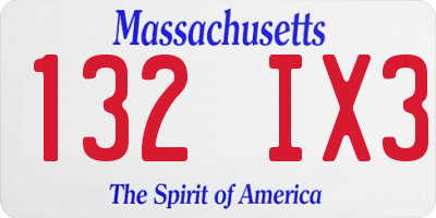 MA license plate 132IX3