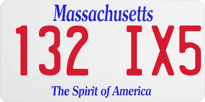MA license plate 132IX5