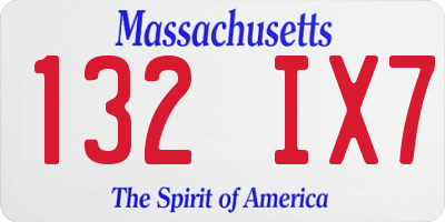 MA license plate 132IX7