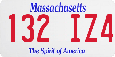 MA license plate 132IZ4