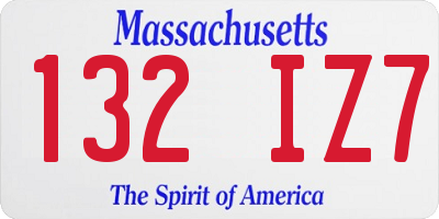 MA license plate 132IZ7