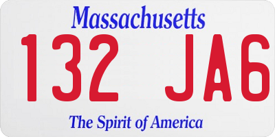 MA license plate 132JA6