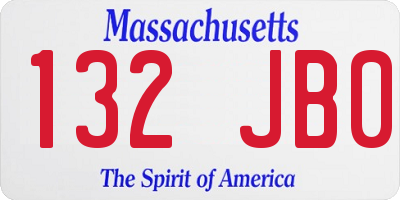 MA license plate 132JB0