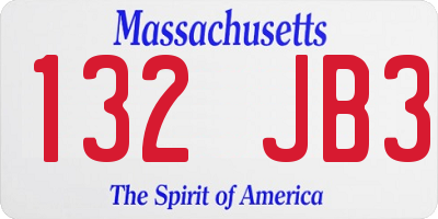 MA license plate 132JB3