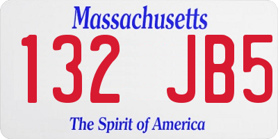 MA license plate 132JB5